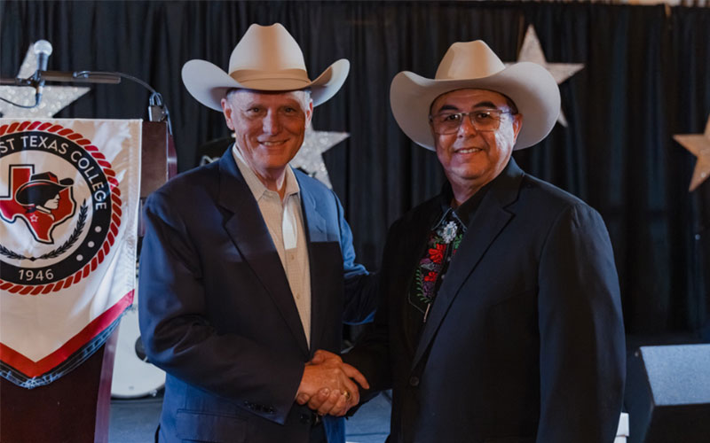 SWTX President, Dr. Hector Gonzales poses alongside retired Chairman Tracy King at the 2025 President's Gala.